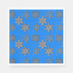 Elegante blauwe zilveren sneeuwvlokken servet