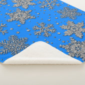 Elegante blauwe zilveren sneeuwvlokken sherpa deken (3/4)