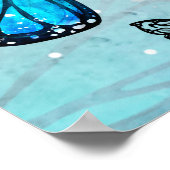 Elegante Blauwe Zilveren Vlinder Fotohokje Requisi Poster (Hoek)