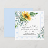 Elegante Blauwe Zonnebloem Eucalyptus Verander de Save The Date (Voorkant / Achterkant)