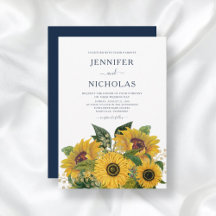 Elegante blauwe zonnebloemen bruiloft