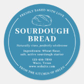 Elegante blauwe zuurdesembrood bakkerij sticker (Voorkant)