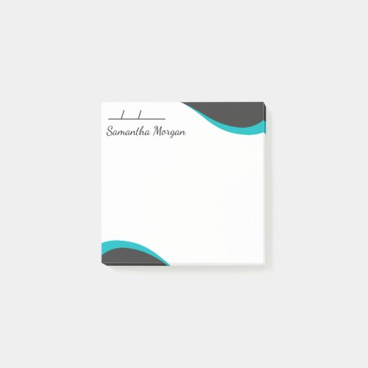 Elegante blauwe & zwarte golven aanpasbaar post-it® notes (Voorkant)
