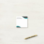 Elegante blauwe & zwarte golven aanpasbaar post-it® notes (Op bureau)