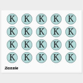 Elegante Blauwe & Zwarte Monogram Stickers (Vel)