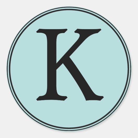 Elegante Blauwe & Zwarte Monogram Stickers (Voorkant)