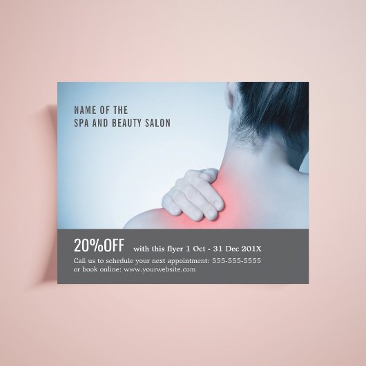 Elegante Blauwgrijze Foto Massagetherapeut Flyer