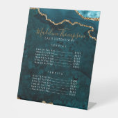 Elegante Blauwgroen Agate Geode Marmeren Diensten  Reclamebord Met Voetstuk (Voorkant)