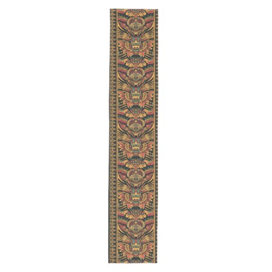 Elegante Blauwgroen "Aztec Dream" eettafel runner Medium Tafelloper (Voorkant)