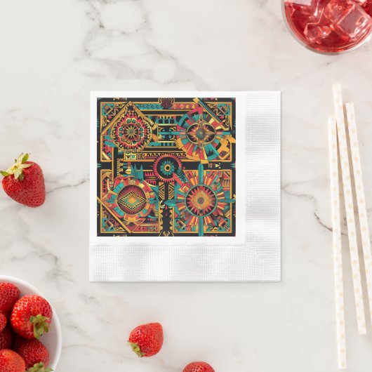 Elegante Blauwgroen "Aztec Dream" feestelijke cock Servet (Insitu)