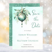 Elegante Blauwgroen Bauble Holiday Wedding Save th Save The Date