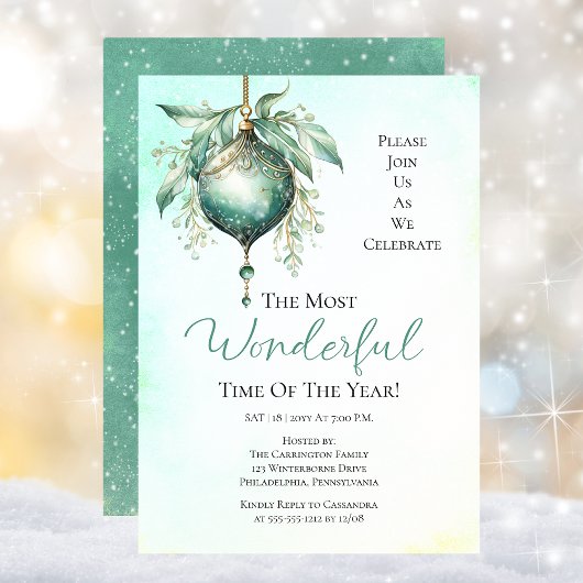 Elegante Blauwgroen Bauble meest geweldige tijd ja Kaart