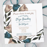 Elegante Blauwgroen, beige Rozen Bat Mitzvah Invit Kaart<br><div class="desc">Deze botanische blauwgroen & beige rozen Bat Mitzvah uitnodiging zal uw gasten verblinden met gecoördineerde enveloppen,  retour-adresetiketten en feestextra's. Deze elegante roos batmitzvah uitnodigingen zijn gemakkelijk te personaliseren,  en andere grootte keuzes zijn beschikbaar. Het blauwgroen,  bordeauxrode,  wijnuitnodigings roos Bat Mitzvah collectie is veelzijdig voor verjaardagen en bruiloften.</div>