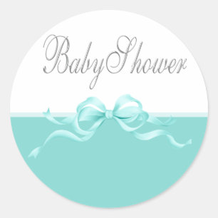 Elegante Blauwgroen Blauw Baby showers Stickers