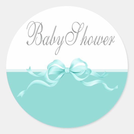 Elegante Blauwgroen Blauw Baby showers Stickers (Voorkant)