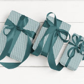 Elegante Blauwgroen blauw en wit dun gestreept Cadeaupapier