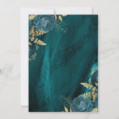 Elegante Blauwgroen Blauw Gouden Bloemen bruiloft Kaart