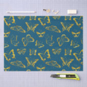 Elegante Blauwgroen Blauw Gouden Vlinders Tissuepapier (Craft)