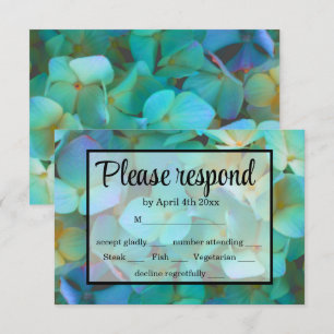 Elegante Blauwgroen blauw roze hortensia bloemen R RSVP Kaartje