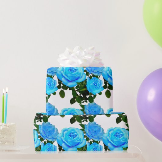 Elegante blauwgroen blauw rozen blauw bloemen blau cadeaupapier (Feestgeschenken)
