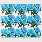 Elegante blauwgroen blauw rozen blauw bloemen blau cadeaupapier (Vlak)