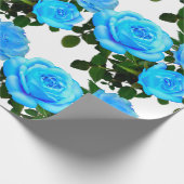 Elegante blauwgroen blauw rozen blauw bloemen blau cadeaupapier (Hoek)