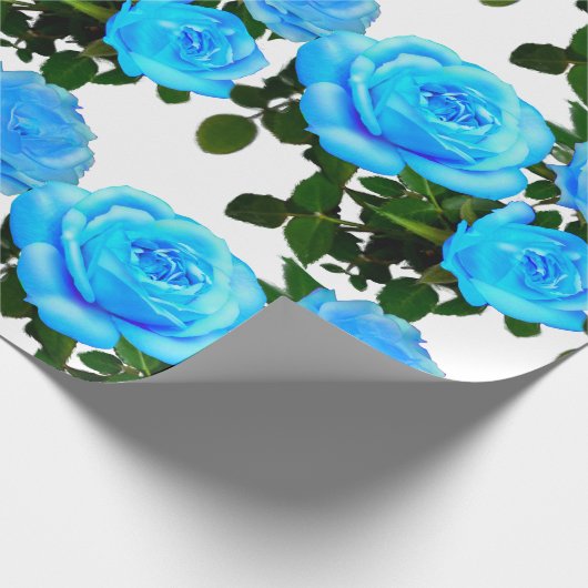 Elegante blauwgroen blauw rozen blauw bloemen blau cadeaupapier (Hoek)