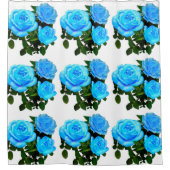 Elegante blauwgroen blauw rozen blauw bloemen blau douchegordijn (Voorkant)