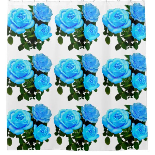 Elegante blauwgroen blauw rozen blauw bloemen blau douchegordijn (Voorkant)