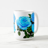 Elegante blauwgroen blauw rozen blauw bloemen blau koffiemok (Voorkant rechts)