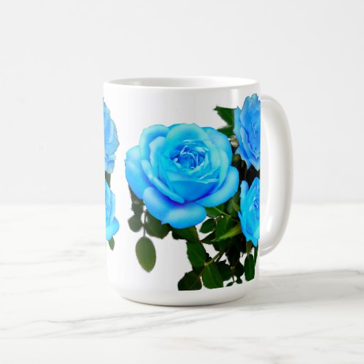 Elegante blauwgroen blauw rozen blauw bloemen blau koffiemok (Voorkant rechts)