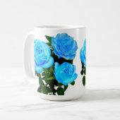 Elegante blauwgroen blauw rozen blauw bloemen blau koffiemok (Voorkant links)
