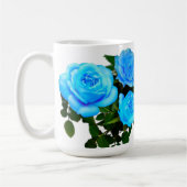 Elegante blauwgroen blauw rozen blauw bloemen blau koffiemok (Links)