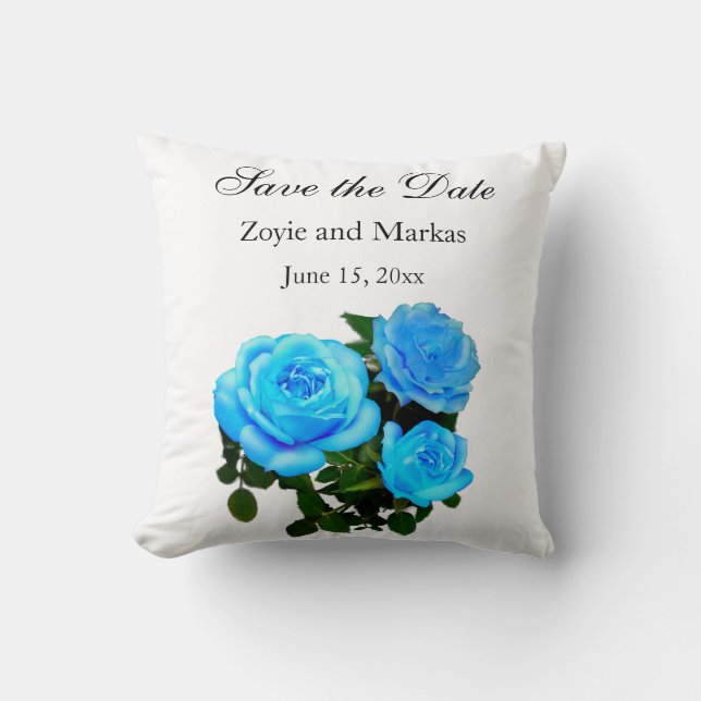 Elegante blauwgroen blauw rozen blauw bloemen blau kussen (Voorkant)
