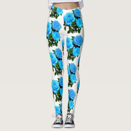Elegante blauwgroen blauw rozen blauw bloemen blau leggings