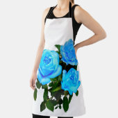 Elegante blauwgroen blauw rozen blauw bloemen blau schort (Insitu)