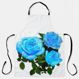 Elegante blauwgroen blauw rozen blauw bloemen blau schort