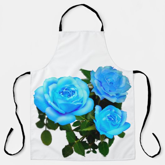 Elegante blauwgroen blauw rozen blauw bloemen blau schort (Voorkant)