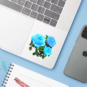 Elegante blauwgroen blauw rozen blauw bloemen blau sticker