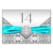 Elegante Blauwgroen Blauw Zilveren bruiloft Kaart (Achterkant)