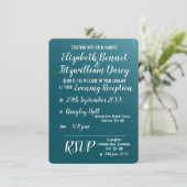 Elegante Blauwgroen Blauwe Avonduitnodiging Kaart (Staand voorkant)