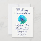 Elegante Blauwgroen Blauwe Bloem Daisy Kaart (Voorkant)