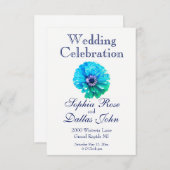 Elegante Blauwgroen Blauwe Bloem Daisy Kaart (Voorkant / Achterkant)