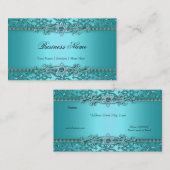Elegante Blauwgroen Blauwe Damask Embossed Look 2 Visitekaartje (Voorkant / Achterkant)