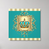Elegante Blauwgroen Blauwe en Gouden Kroonprins Canvas Afdruk (Voorkant)