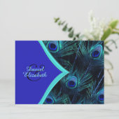 Elegante Blauwgroen Blauwe en Royal Blue Pauw brui Kaart (Staand voorkant)