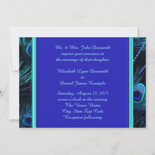 Elegante Blauwgroen Blauwe en Royal Blue Pauw brui Kaart (Achterkant)