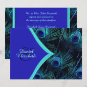 Elegante Blauwgroen Blauwe en Royal Blue Pauw brui Kaart (Voorkant / Achterkant)