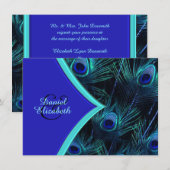Elegante Blauwgroen Blauwe en Royal Blue Pauw brui Kaart (Voorkant / Achterkant)