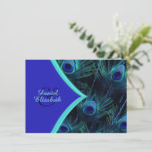 Elegante Blauwgroen Blauwe en Royal Blue Pauw brui Kaart (Staand voorkant)